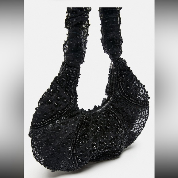 NWT Zara beaded shoulder bag in black - Picture 5 of 5